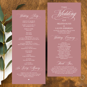 Elegant Classy Dusty Rose Pink Script Wedding Program