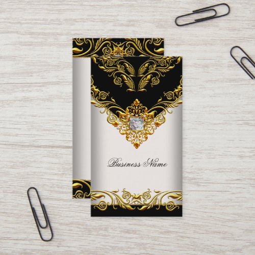 Elegant Classy Elite Gold Cream Black on Gold Business Card