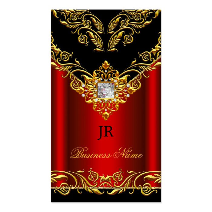 Elegant Classy Elite Red Black Gold Monogram Business Card Template