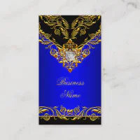 Elite Fashion Designer Black Gold Gems Square Business Card, Zazzle