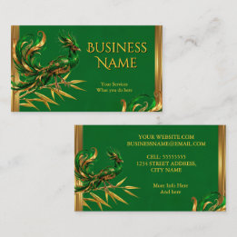 Elegant Classy Exotic Emerald Green Bird Gold Business Card