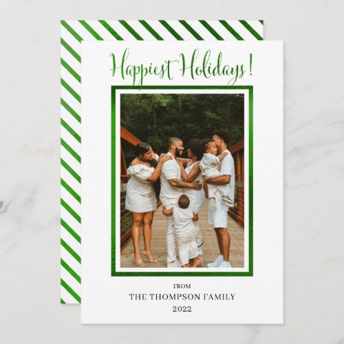 Elegant Classy Faux Foil Photo Happiest Holidays H Holiday Card