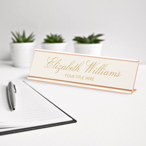 Elegant Classy Faux Gold Custom Desk Nameplate