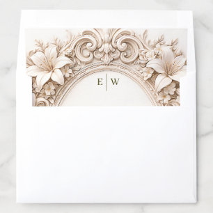 Elegant Classy Floral Baroque Frame Wedding Envelope Liner