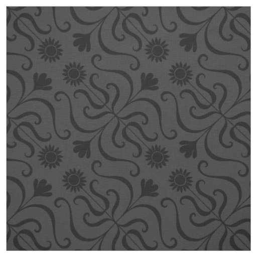    Elegant Classy Floral Damask Sunflower Charcoal Fabric