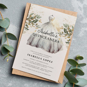 Elegant Classy Floral & Princess Dress Quinceanera Invitation
