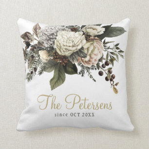 Elegant classy floral wedding anniversary gift throw pillow