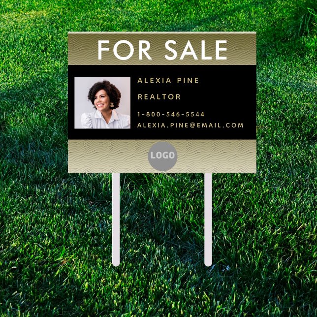 Elegant Classy For Sale Black Gold Real Estate Sign (Creator Uploaded)