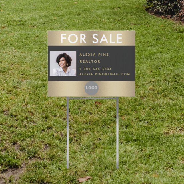 Elegant Classy For Sale Bold Gold Real Estate Sign (Creator Uploaded)