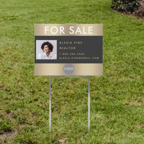 Elegant Classy For Sale Brushed Gold Real Estate Sign