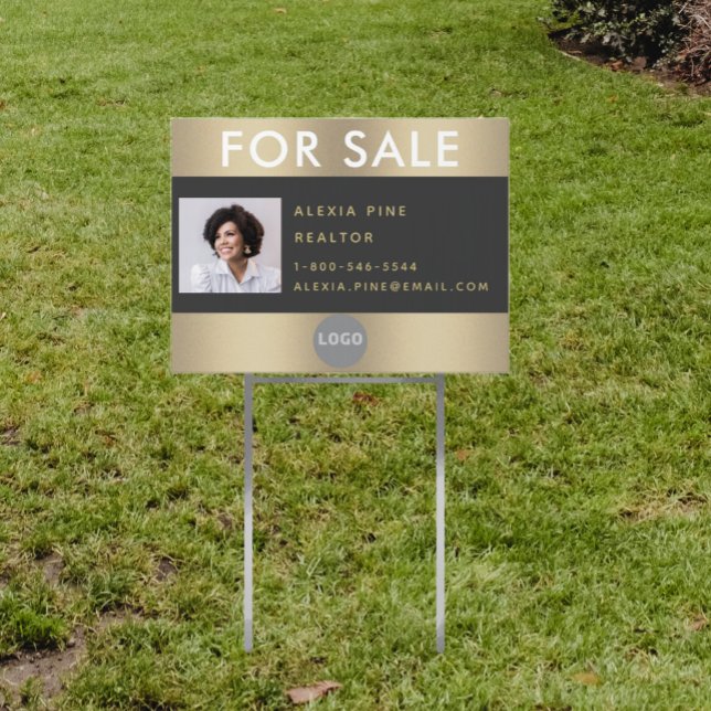 Elegant Classy For Sale Brushed Gold Real Estate Sign (Creator Uploaded)