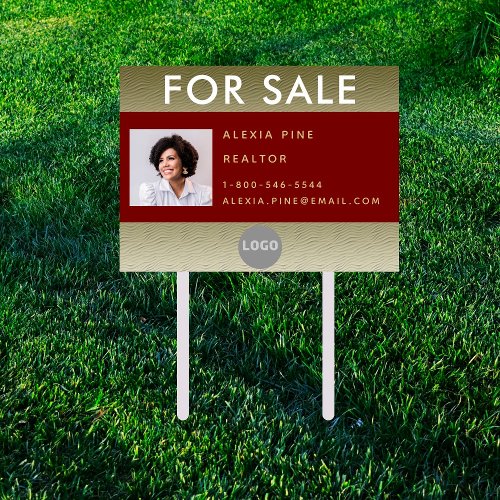 Elegant Classy For Sale Red Gold Wave Real Estate Sign