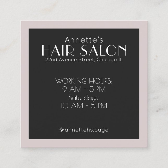 Elegant classy framed cover square business card (Front)