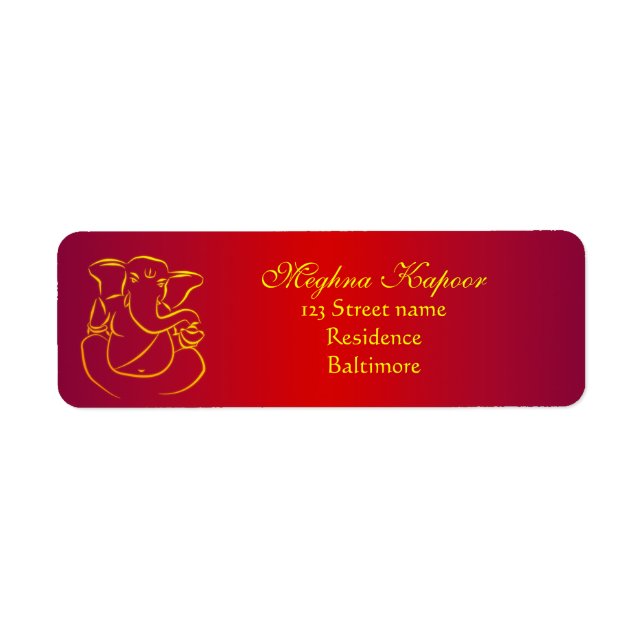 Elegant Classy Ganesh/ Indian God Address Labels (Front)