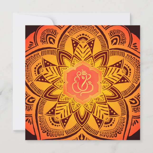 Elegant Classy Ganesh Indian Mandala Wedding Invitation (Front)