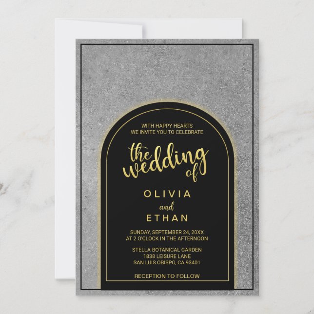 Elegant classy gold and black Wedding Invitation (Front)