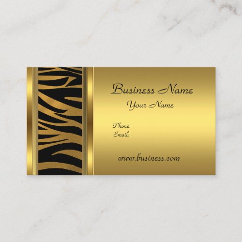 Elegant Classy Gold Black animal print Business Card