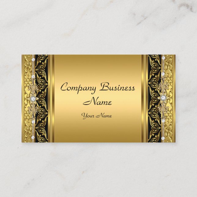 Elegant Classy Gold Black Diamond Business Card (Front)