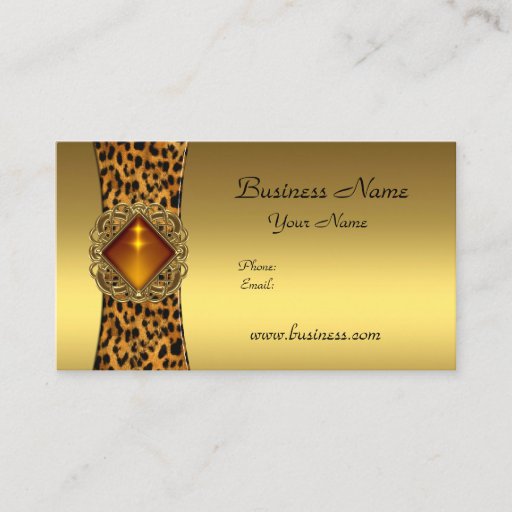 Customizable Elegant Classy Gold Black Leopard animal Jewel Business Card