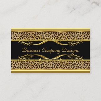 Elegant Classy Gold Black Leopard Animal Print Business Card