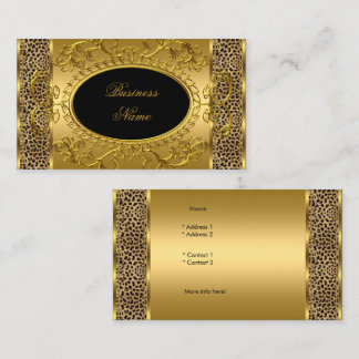 Elegant Classy Gold Black Leopard animal print Business Card
