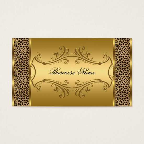 Elegant Classy Gold Black Leopard animal print Business Card