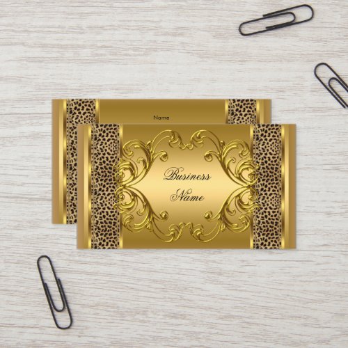 Elegant Classy Gold Black Leopard animal print Business Card