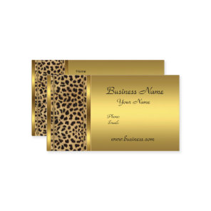 Elegant Classy Gold Black Leopard animal print Business Card