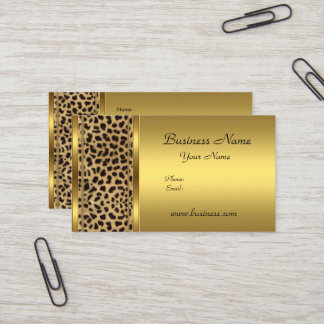 Elegant Classy Gold Black Leopard animal print Business Card