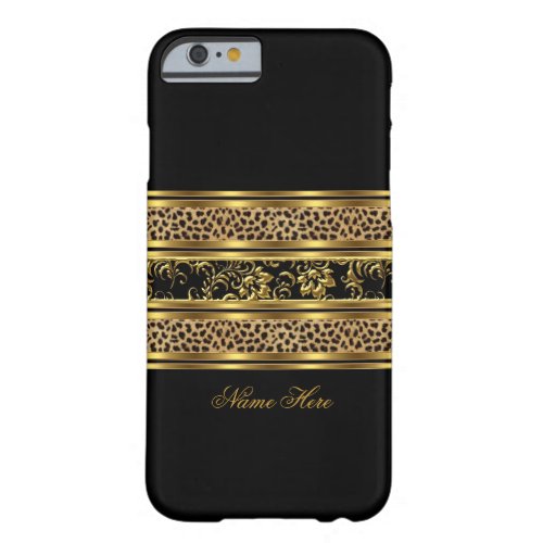 Elegant Classy Gold Black Leopard Floral Barely There iPhone 6 Case
