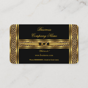 Elegant Classy Gold Black Leopard Jewel Business Card