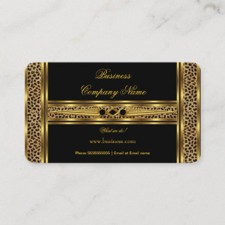 Elegant Classy Gold Black Leopard Jewel Business Card