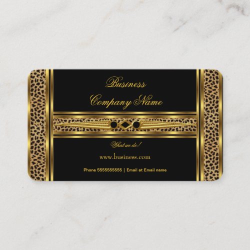 Elegant Classy Gold Black Leopard Jewel Business Card
