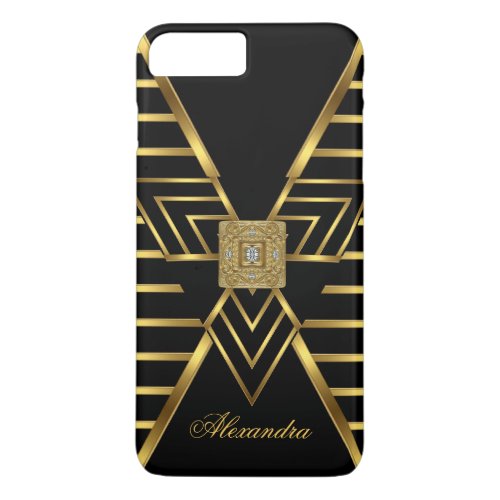 Elegant Classy Gold Black Stripe Art Deco iPhone 8 Plus7 Plus Case