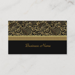 Elegant Classy Gold Damask Embossed black Business Card