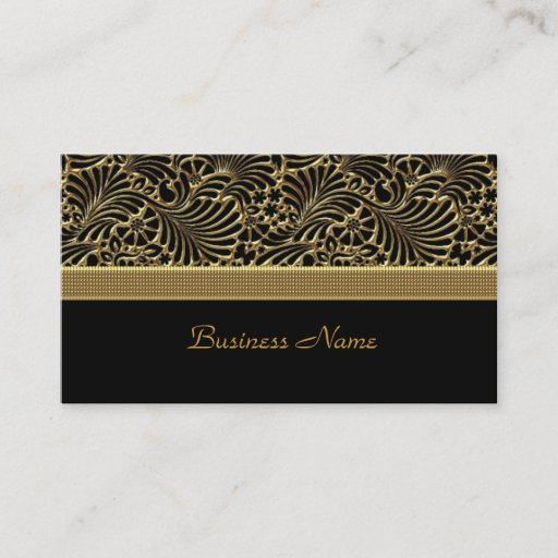 Customizable Elegant Classy Gold Damask Embossed black Business Card
