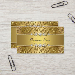 Elegant Classy Gold Damask Embossed Image Business Card