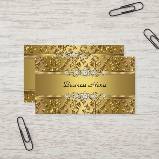Customizable Elegant Classy Gold Damask Embossed Image Business Card Templates
