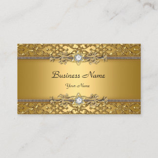 Elegant Classy Gold Damask Embossed Jewel Business Card