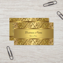 Elegant Classy Gold Damask Embossed Look Business Card