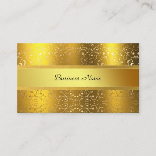 Elegant Classy Gold Damask Embossed Look  Business Card