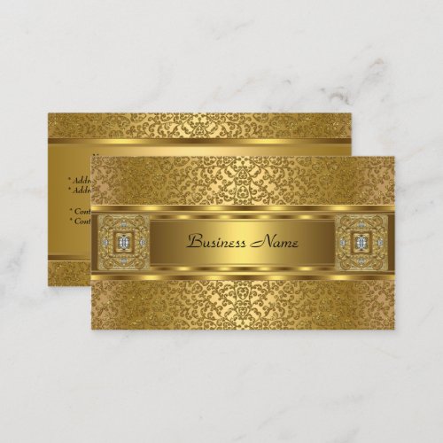 Elegant Classy Gold Damask Embossed Look Business Card