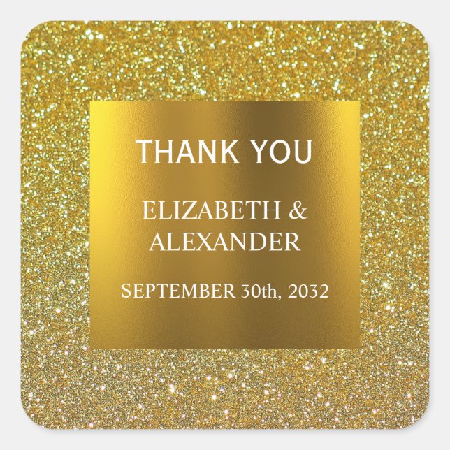 Elegant Classy Gold Damask Embossed Look  Square Sticker (Front)