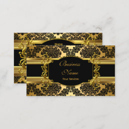 Elegant Classy Gold Damask Floral Profile Business Card