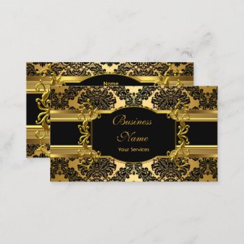 Elegant Classy Gold Damask Floral Profile Business Card by Zizzago at Zazzle