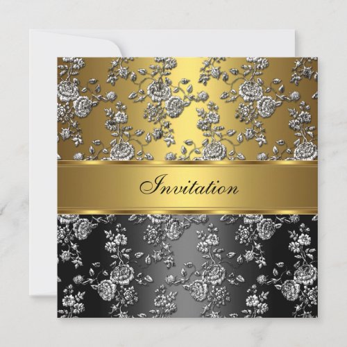 Elegant Classy Gold Embossed Floral 2 Invitation