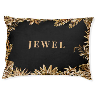 Elegant Classy Gold Flowers Chic Black Luxury Dog Pet Bed