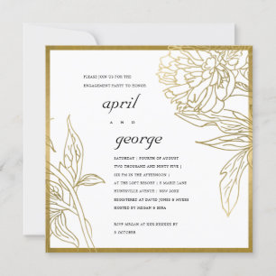 ELEGANT CLASSY GOLD FOIL FLORAL ENGAGEMENT INVITE