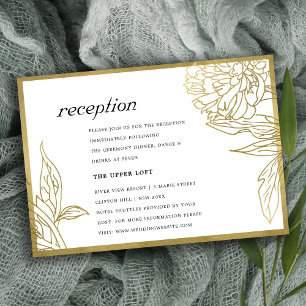 ELEGANT CLASSY GOLD FOIL FLORAL RECEPTION ENCLOSURE CARD