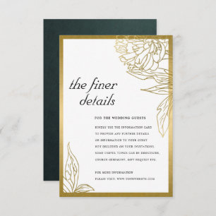 ELEGANT CLASSY GOLD FOIL FLORAL WEDDING DETAILS ENCLOSURE CARD